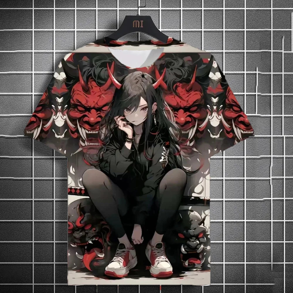 Japanese Style Samurai Katana Girl T-Shirts 3D Print Personality Anime T shirt Men/Women Short Sleeve Top Fashion Men's Clothes