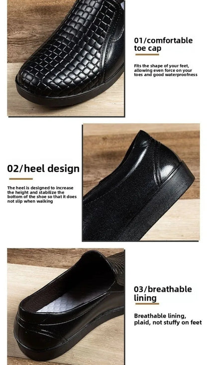 Men's Waterproof Non Slip Rain Shoes Low Cut Kitchen Work Shoes Soft Sole Outdoor Fishing Durable Rubber Shallow Water Shoes