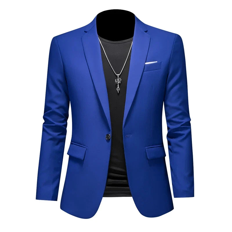 Plus Size 6XL-M Fashion Mens Solid Color Suit Jacket High Quality Business Slim Fit Casual Blazers Formal Social Wedding Tuxedo