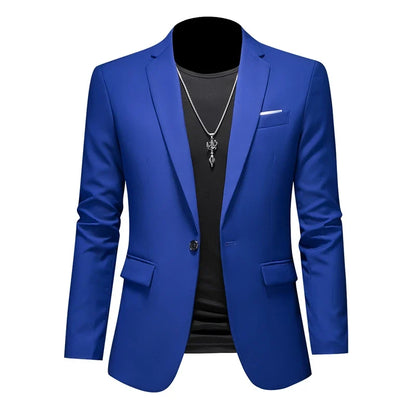 Plus Size 6XL-M Fashion Mens Solid Color Suit Jacket High Quality Business Slim Fit Casual Blazers Formal Social Wedding Tuxedo