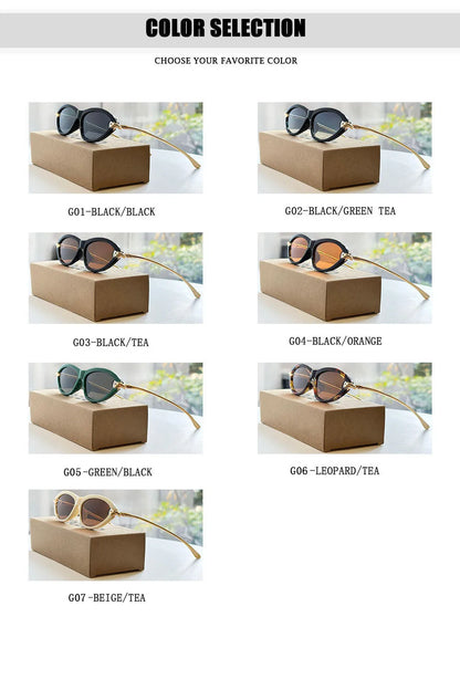 Designer Cat Eye Sunglasses Women Trendy 2026 Fashion Glasses Vacation Shades Luxe  Lunette Soleil Femme Lentes De Sol Mujer Sun