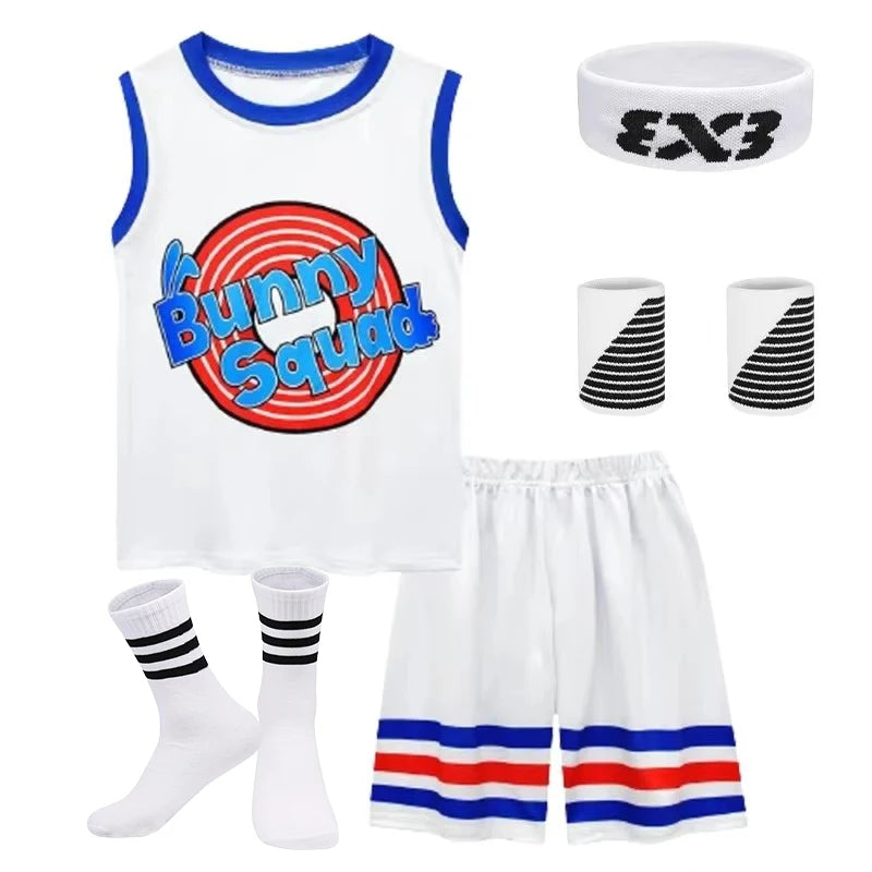 2024 Kids Tune Squad Space Jam 2 Basketball Jersey Set - Cosplay Costume Vest Shorts Sports Uniform Tracksuit for Boys and Girls
