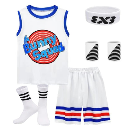 2024 Kids Tune Squad Space Jam 2 Basketball Jersey Set - Cosplay Costume Vest Shorts Sports Uniform Tracksuit for Boys and Girls