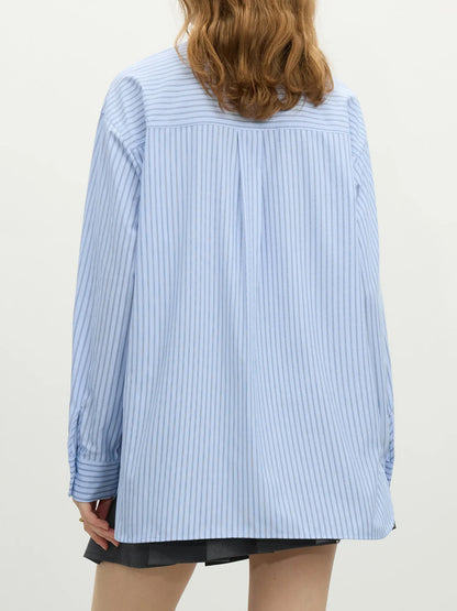 Office Lady French Bow Tie Striped Shirt for Women Spring Loose Fit Shirt College Casual Women Top for Women 25FS11060