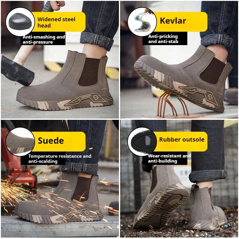 steel toe work boots for men industrial construction work protection shoes anti smash anti puncture safety shoes without laces
