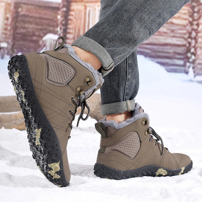 Winter Warm Men Cotton Boots Outdoor Wide Toe Barefoot Snow Boots Breathable Walking Hiking Shoes Comfortable Casual Sneakers