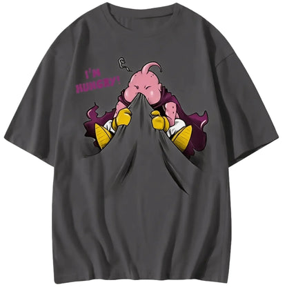 2026 Summer Dragon Ball Majin Buu Vintage Anime T-shirt Men's Pure Cotton Casual Loose Sports Daily Top