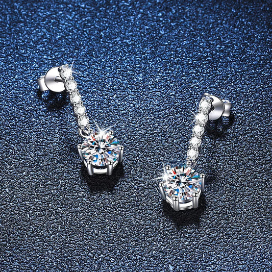 1ct 6.5mm Moissanite  Studs Earrings S925 Sterling Silver with Gold Plated Drop Earrings Wedding Party Fine Jewelry