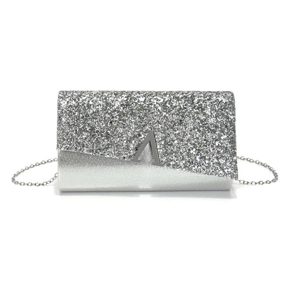 V Design Metal Chain Glamorous Design Evening Bags Envelope Shaped Sequins Handbags For Prom Dinner Wedding Banquet Purse