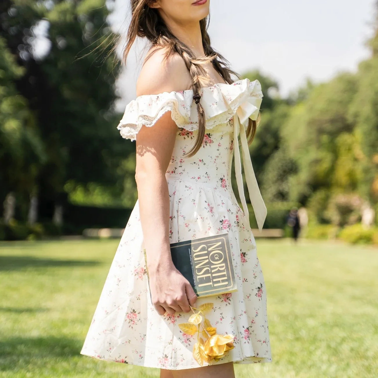 Summer Fashion Off The Shoulder Dress Elegant Printed Holiday Party Dress Casual A-line Dress 2025 Women's Clothing