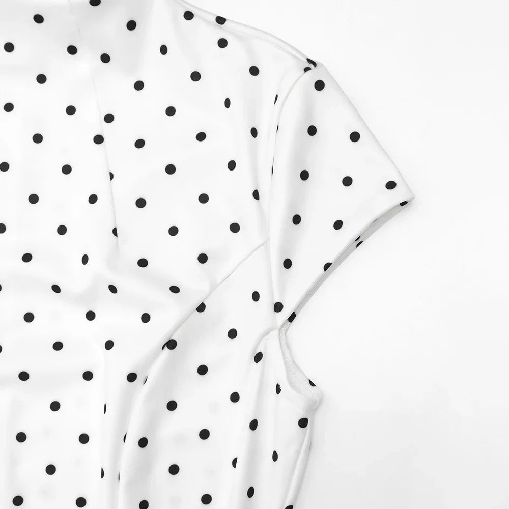 White Polka Dot Long Dress Summer Sexy High-Waisted Vintage Print Sleeveless Dress Casual Party Vacation New Women Dress