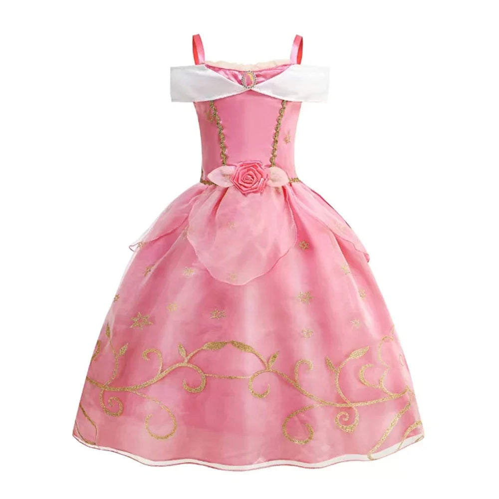 Girls Costume Sleeping Beauty Aurora Princess Party Rapunzel Halloween Snow White Cosplay Costume Kid Cinderella Dress up