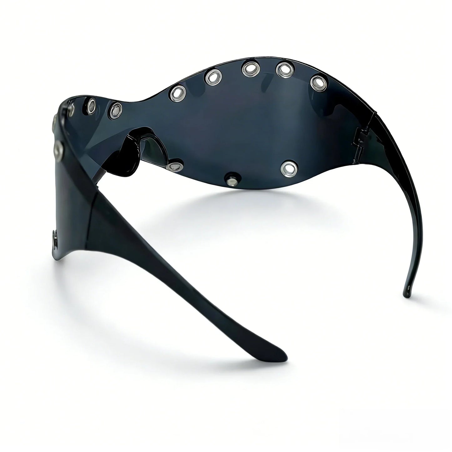 Unisex Y2K Punk Fashion Sunglasses - Futuristic One-Piece Goggles Metal Ring Rave sunglasses womenfor Rave & Cyber Party