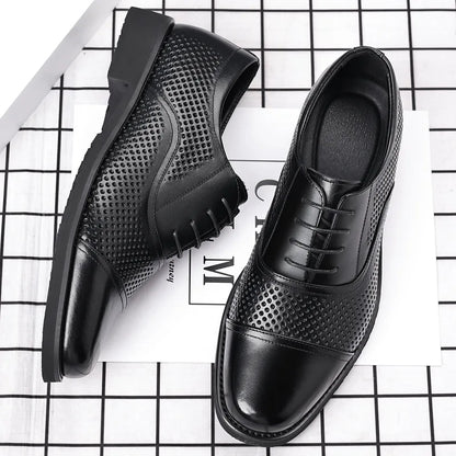 Breathable Hallow New Designer Cow Leather Shoes for Man Summer Autumn Fashion Business Casual Dress Shoes Loafers Man