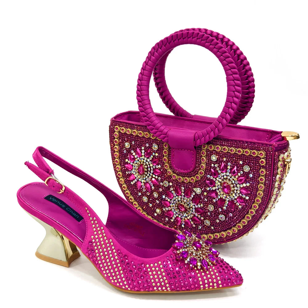 Elegant Women's Shoes and Bag Sets Wedding Party Bags and Shoes Comfortable Mid Heel Shoes Commuting Shoes for Women