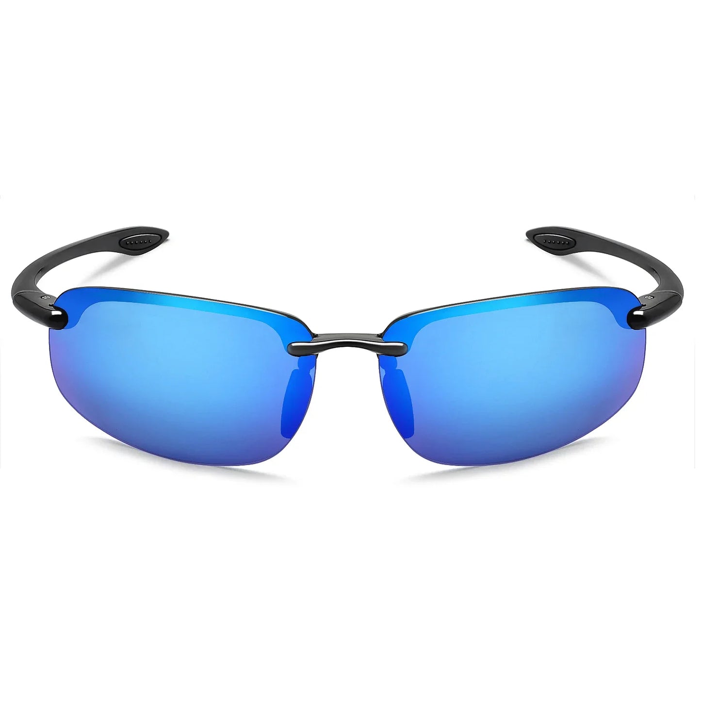 Rimless Polarized Sports Sunglasses Men&Women Tr90 Frame for Running Fishing Baseball Driving （8001）