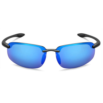 Rimless Polarized Sports Sunglasses Men&Women Tr90 Frame for Running Fishing Baseball Driving （8001）