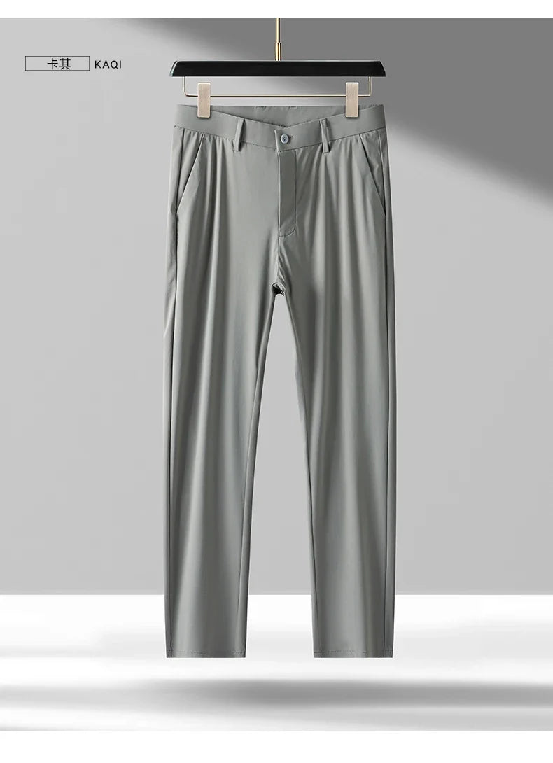 Brand Clothing 2026 Summer High Stretch Men's Casual Pants Quick Dry Business Straight Pants Thin Formal Suit Trousers Male 40