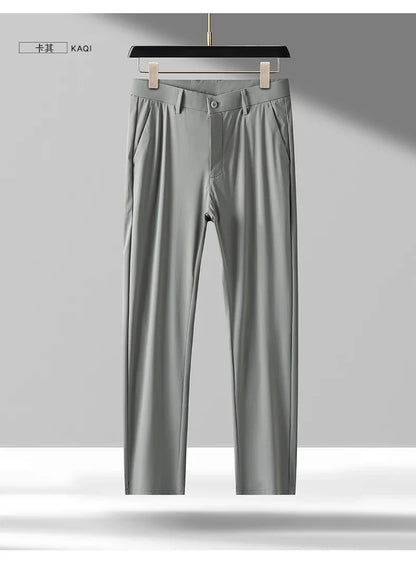 Brand Clothing 2026 Summer High Stretch Men's Casual Pants Quick Dry Business Straight Pants Thin Formal Suit Trousers Male 40