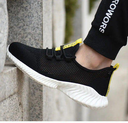Work Boots Breathable Safety Shoes Men's Lightweight Summer Anti-Smashing Piercing Work Sandals Single Mesh Steel Toe Sneaker