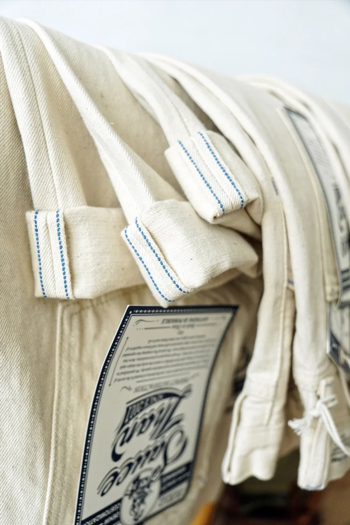 Mens Jeans Selvedge Denim White Jeans Regular Fit hight Rise  14 Oz One Wash