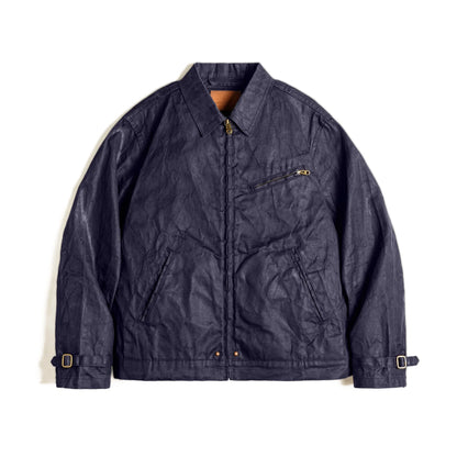 Men's Vintage IV Oil Waxed Canvas Jacket Lapel Zipper Short Outerwear Classic Slim Fit for Men's Spring and Fall Jacket