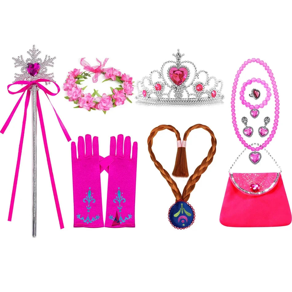 Elsa Dress for Girls Elsa Costume Snow Queen Anna Dress Cosplay Birthday Party Children Kids Carnival Girl Halloween Costume