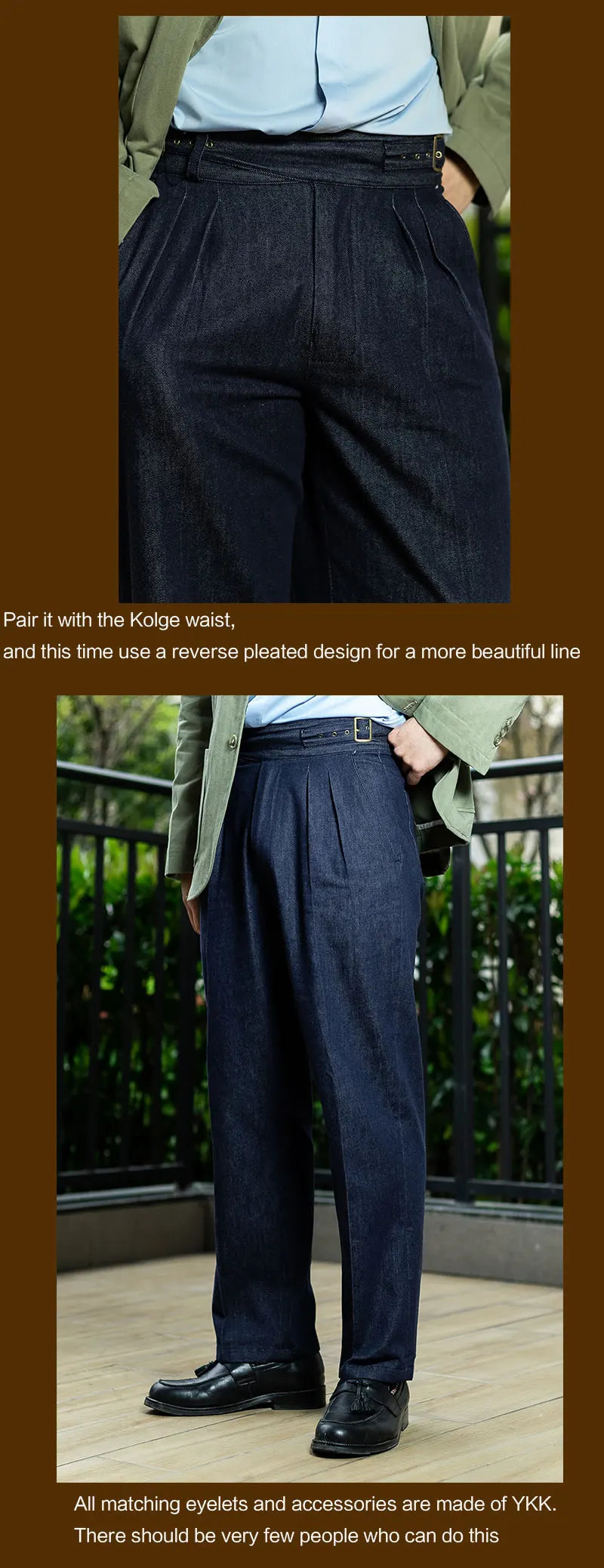 American Vintage Loose Straight Casual Pants Indigo Denim High Waist Nine Pants Pants GURKHA