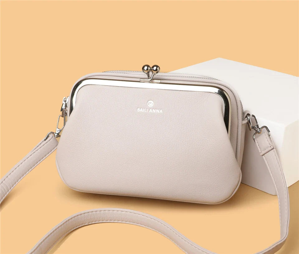 Elegant Shoulder Bag for Women Soft Leather Crossbody Bags Designer Multiple Pockets Messenger Bag Ladies Purses and Handbags