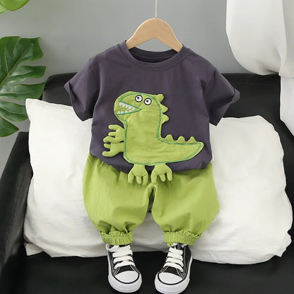New Summer Baby Boys Cartoon Short Sleeve T-shirt+Shorts Sets Infant Kids Fashion Clothing Outfits Children Clothes Sports Suits