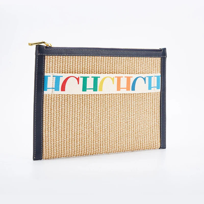 Handmade Woven Clutch Bag Ribbon Embellished Niche Style Clutch Bag