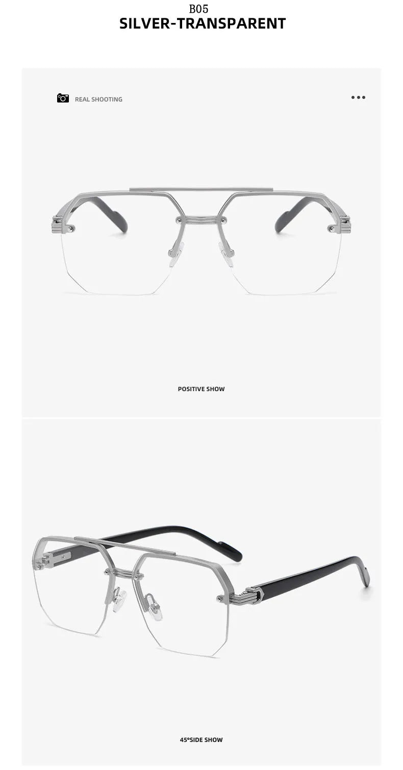 Semi-Rimless Sunglasses For Men Vacation Square Sunglasses Women Trendy Vintage Fashion Glasses Gafas De Sol Hombre Zonnebril