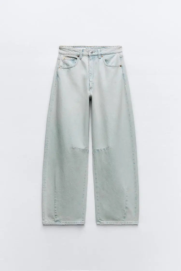 Spring Summer New American Boyfriend Sle Retro Versatile mid Waist Balloon Loose Jeans High Waist Zipper Long Pants Cool Fe...