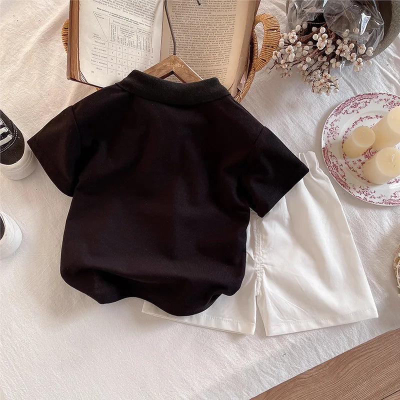 New Children Summer Fashion Baby Boy Clothes Suits Infant Embroidered Letter Polo T Shirt+Shorts 2pcs/Set Toddler Casual Costume