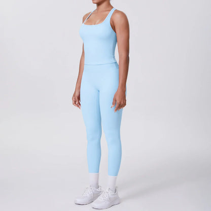 Yoga Top Set Fitness Gym Suit Training Sleeveless Sport Gym Tops Crossover Back Sports Underwear Tummy Control Slimming