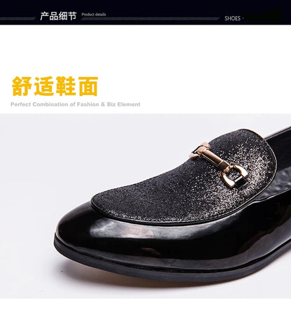 Men's pointed suede formal shoes, retro new patchwork loafers mixed with slipper shoes, wedding dress leather shoes