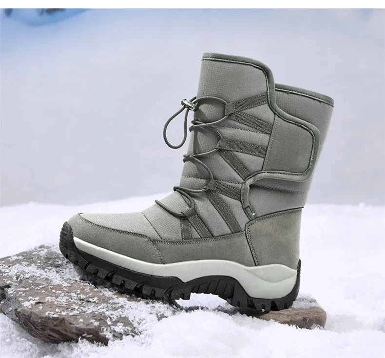 New Warm Men Plush Snow Boots High Top Winter Men's Boots Waterproof Winter Motorcycle Boots Outdoor Anti-Slip Men Hiking Boots