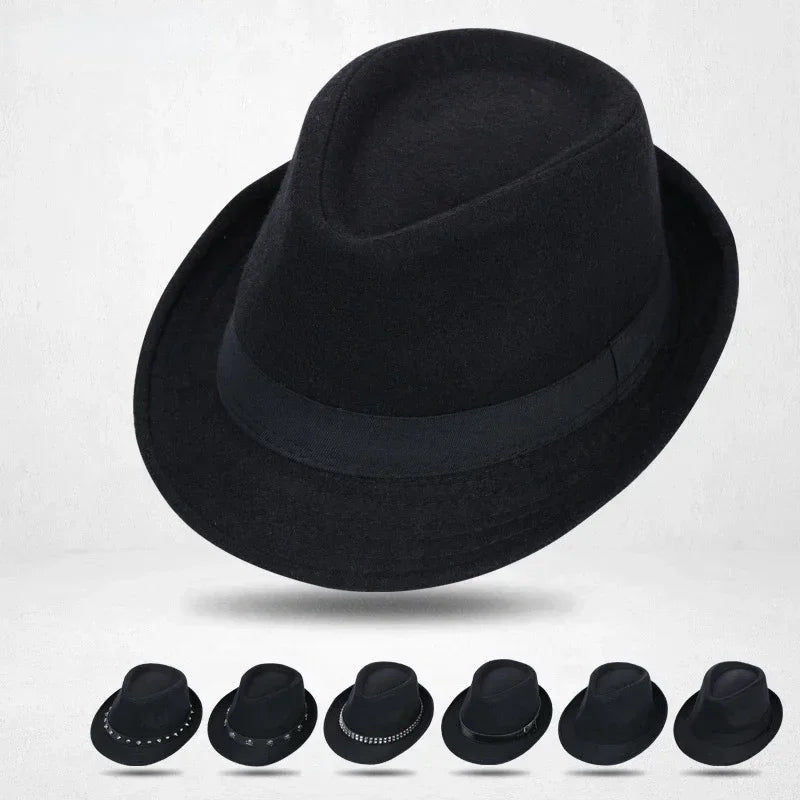 Winter Solid Fedoras For Men Top Jazz Hat Adult Bowler Hats Classic Version Chapeau Hats