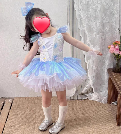 Children's Day Dance Dress Girl Ballet Princess Summer Dresses Girls Ballet Sequins Outfit Kids Clothes Vestidos Birthday Gift