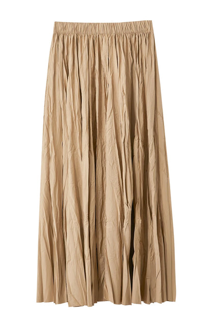 Minimalism Pleated A-Line Skirts Women 2024 Summer New Baiscs Rubber Band Waist Irregular Loose Large Hem Skirt 12442081