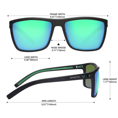Polarized Sunglasses for Men Shades Lightweight TR90 Frame UV400 Protection Square Outdoor Trave Driving Sun Glasses