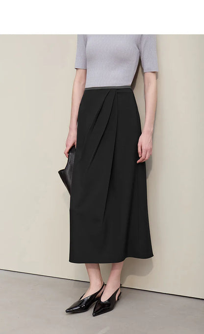 Women's Skirt 2026 Summer New Solid Color Wrinkle-Resistant Elegant Office Versatile Long Pleated Skirt For Women 12622145