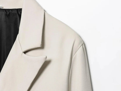 Fall Elegant Lady Commute Blazer Lapel Double-breasted Blazer Coat 2025 Spring Autumn Fashion Minimalist Office Women Blazer