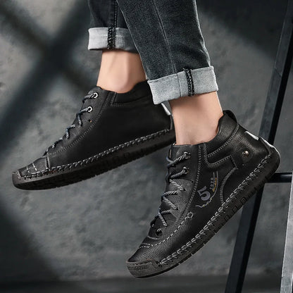 New Large-Sized 100% Cowhide Men's Boots Fashionable Casual Thick-Soled Breathable Men's Leather Shoes Outdoor Sports Chelsea