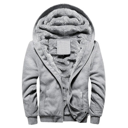 New Men's Hoodies Jacket Winter Thick Warm Fleece Zipper Hoodies Coat Casual Tracksuit Sportwear Male Sweatshirts M~ 5XL