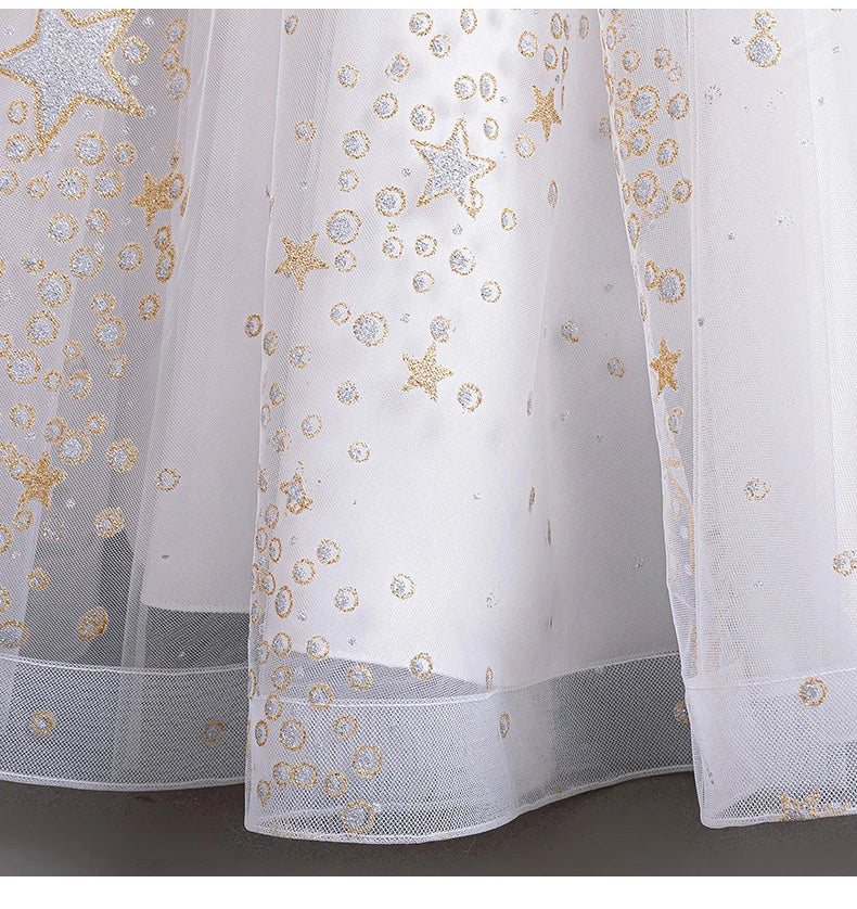 8905 Girls' Flower Wedding Dress Long Sleeveless Summer Princess Rainbow Host Gift Performance Program