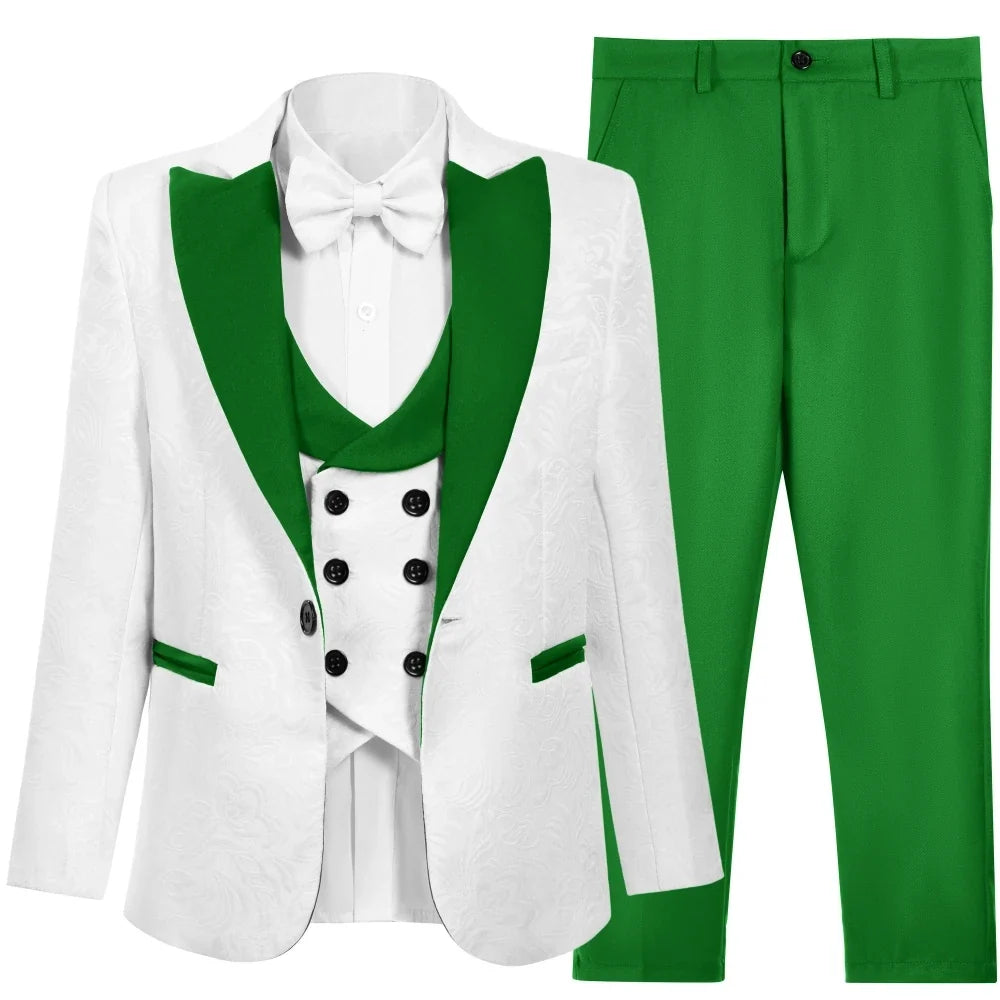 Multi-colors Boys Formal Suit Set 4 Pieces 3-14T Fast Delivery Kids Slim Fit Suits Wedding Ring Bearer Outfit Handsome Tuxedo