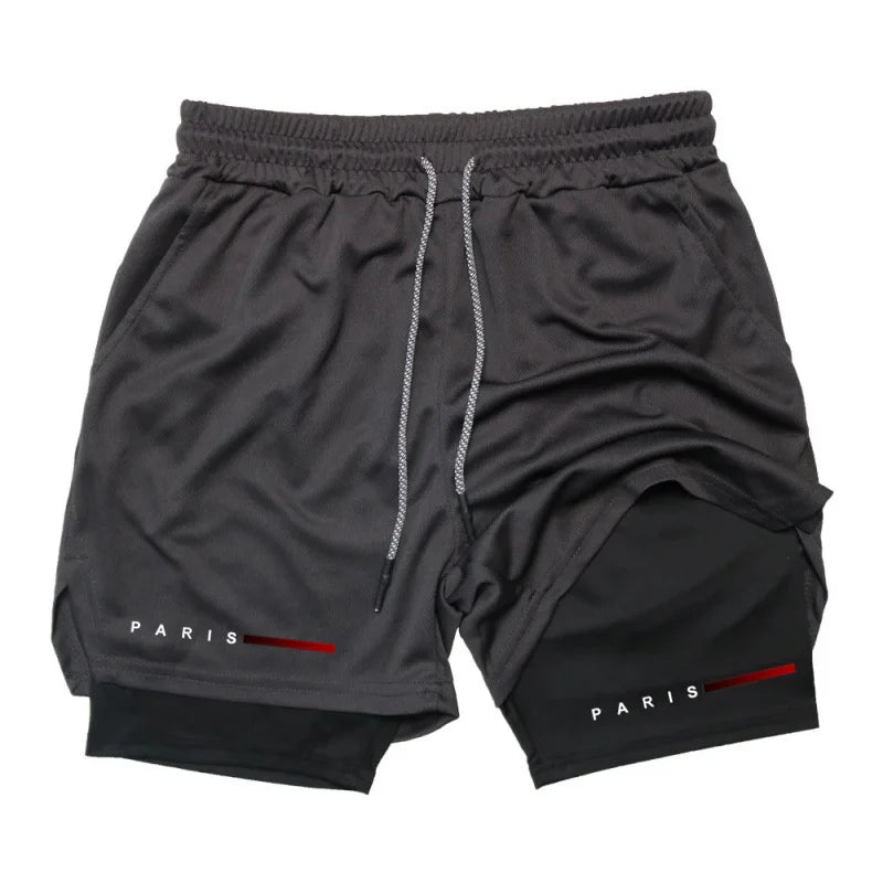 Men Running Shorts 2 in 1 Double-deck Sport Shorts Sportswear Gym Fitness Short Pants Training Jogging Bottom Men's Clothing