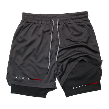 Men Running Shorts 2 in 1 Double-deck Sport Shorts Sportswear Gym Fitness Short Pants Training Jogging Bottom Men's Clothing