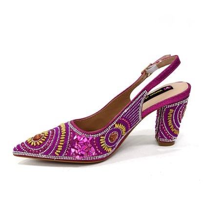 Elegant Italian Design Women's Party Shoes With Matching Handbag - Perfect for Hot African Weddings Stylish Heels and Bag Set
